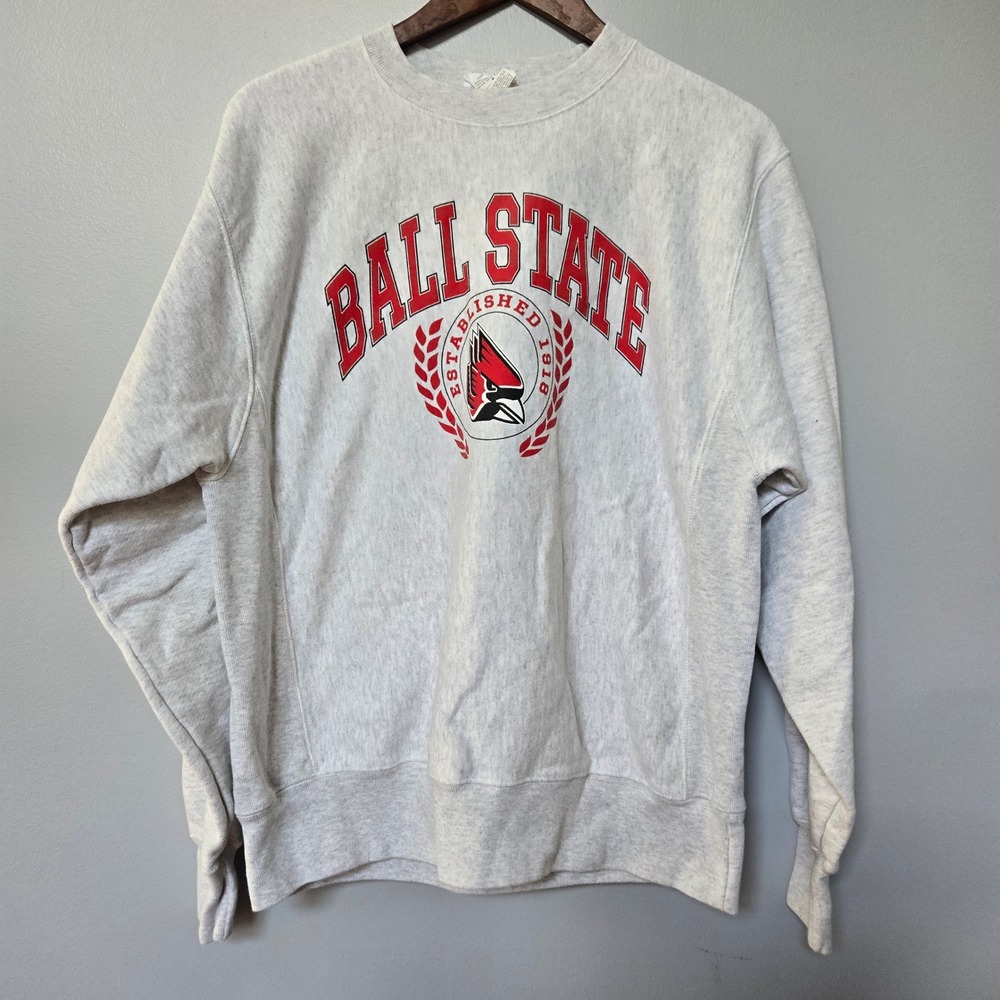 Champion Reverse Weave Ball State University Sweatshirt Gray Medium